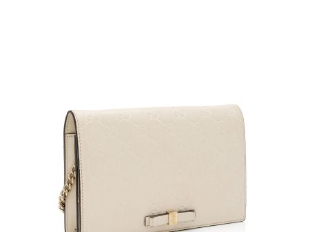 Gucci Guccissima Leather Signature Bow Mini Wallet On Chain Bag (SHF-fAYnZO) Hot on Sale