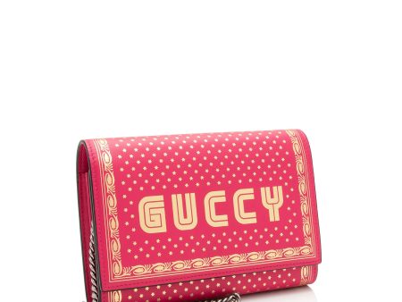 Gucci Calfskin Star Print Guccy Chain Wallet (Qml3wo) on Sale