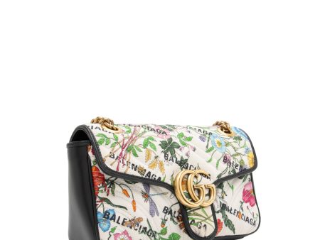 Gucci x Balenciaga Canvas Flora GG Marmont The Hacker Project Small Flap Shoulder Bag (nCZEe5) Online Hot Sale