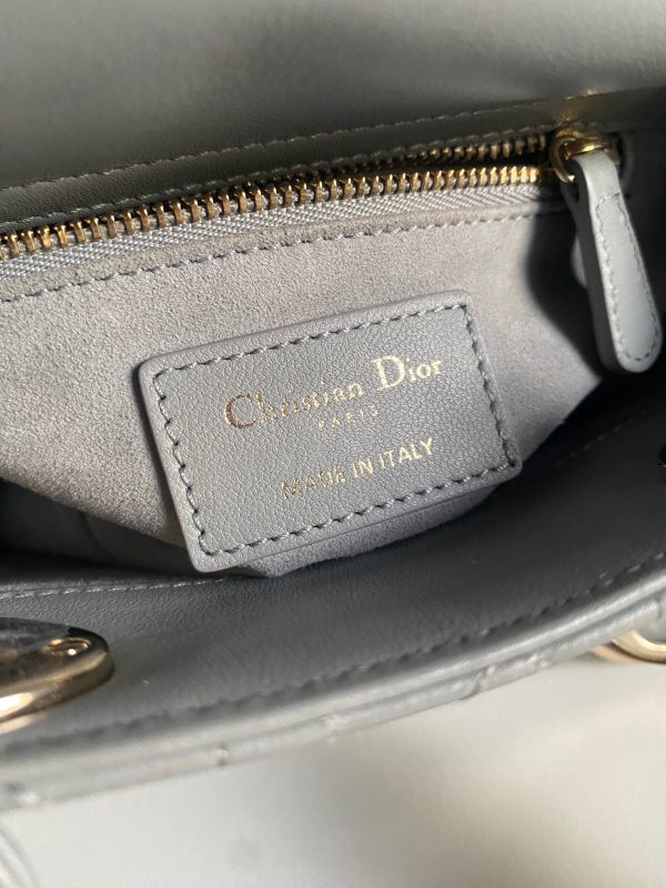 CHRISTIAN DIOR MINI LADY DIOR LIMITED EDITION LAMBSKIN GREY LGHW Online now