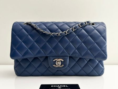 Chanel Classic Medium Lambskin Flap Navy Blue SHW on Sale