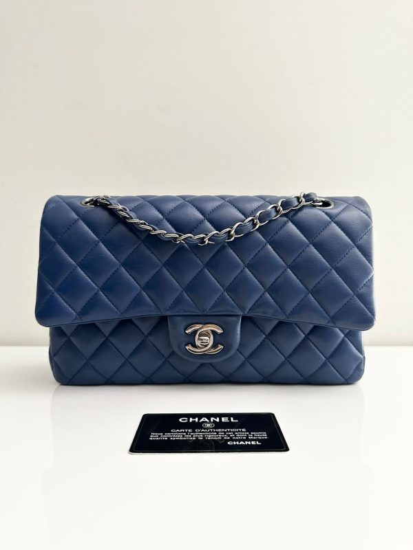 Chanel Classic Medium Lambskin Flap Navy Blue SHW on Sale