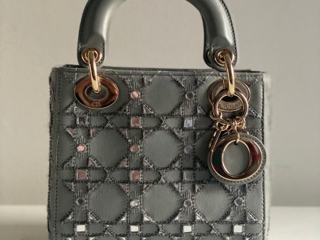 CHRISTIAN DIOR MINI LADY DIOR LIMITED EDITION LAMBSKIN GREY LGHW Online now