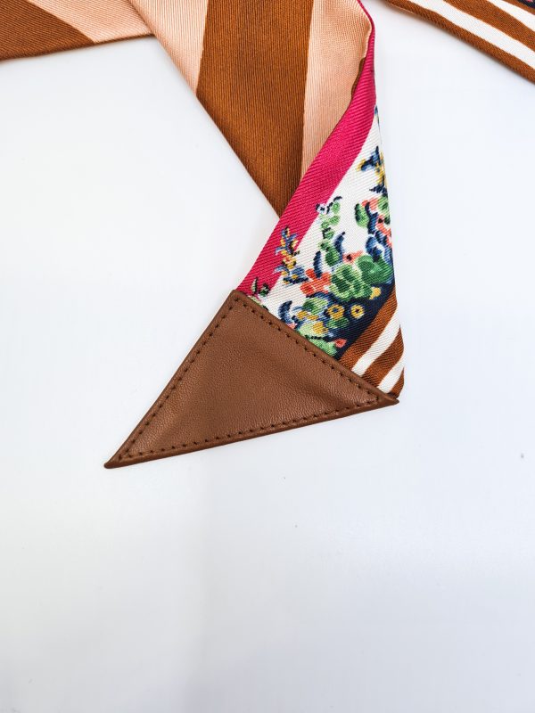 FENDI Wrappy Floral Silk Bandeau Leather Tipped Online now