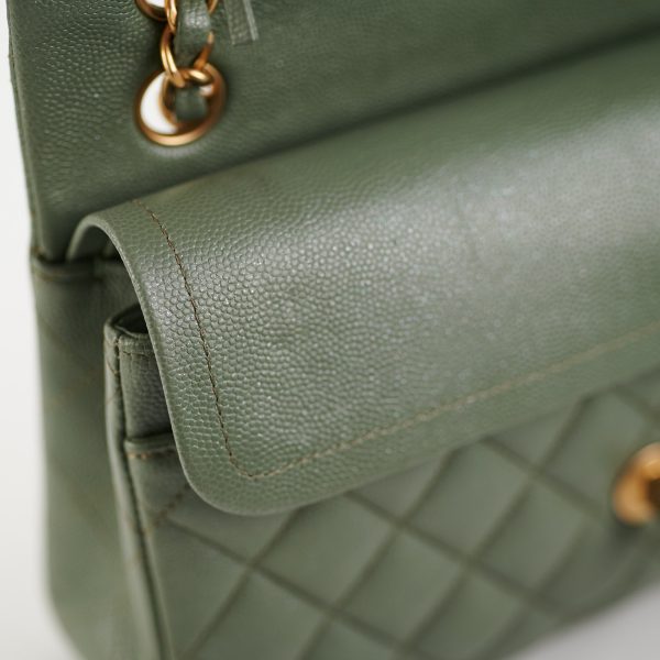 ITEM 30 - Chanel Classic Small Double Flap Iridescent Green 18C For Sale