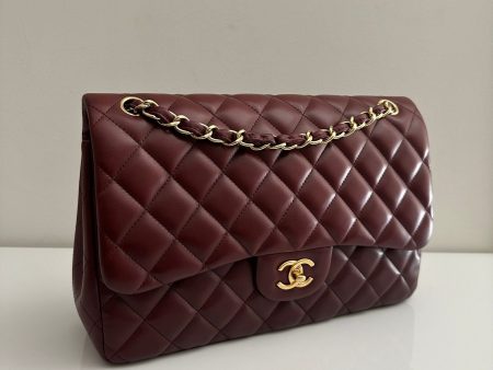 CHANEL Jumbo Classic Double Flap Burgundy Lambskin GHW Hot on Sale