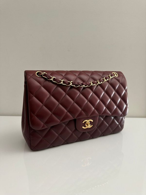 CHANEL Jumbo Classic Double Flap Burgundy Lambskin GHW Hot on Sale