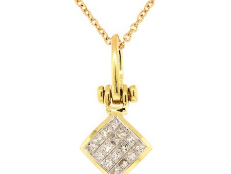 Invisible-set Princess Cut Diamond Pendant Online