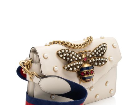 Gucci Calfskin Pearl Bee Broadway Mini Shoulder Bag (vh1WnC) Hot on Sale