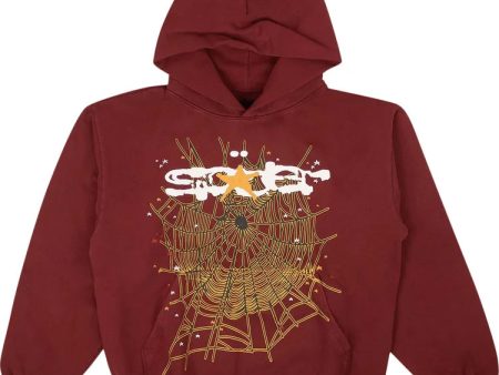 Sp5der Hoodie Burgundy Online now