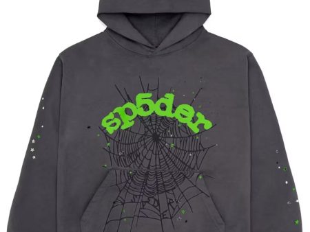 Sp5der Hoodie Grey Green Online Sale