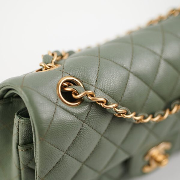 ITEM 30 - Chanel Classic Small Double Flap Iridescent Green 18C For Sale