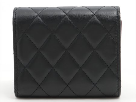 Chanel Black Lambskin Compact Wallet - Series 22 Cheap