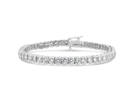 14kt White Gold Diamond Bezel Tennis Bracelet For Cheap