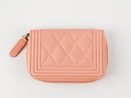 Chanel Boy Zip Compact Wallet Pink Online now