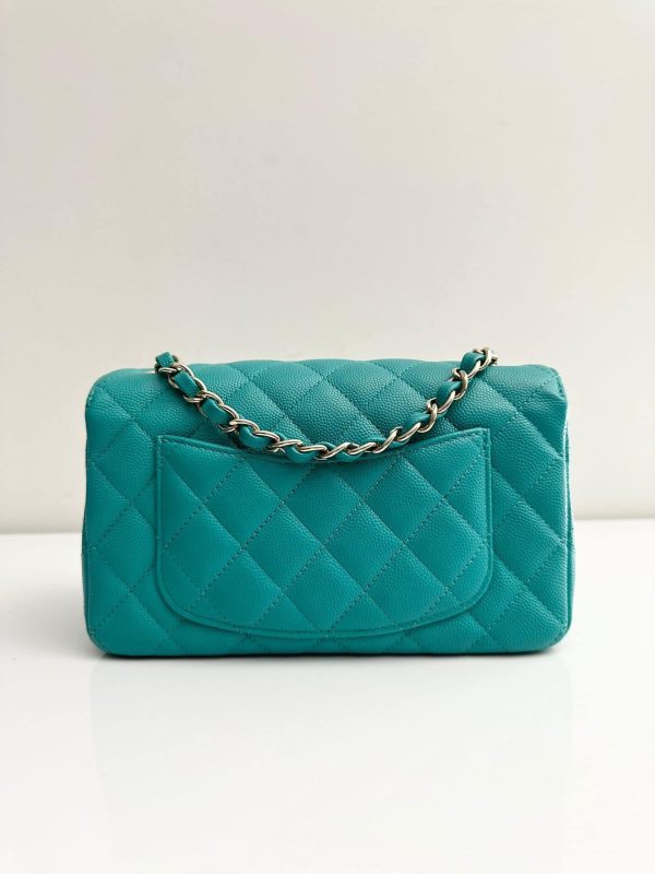 CHANEL Tiffany Green Caviar Classic Flap Mini GHW Online now