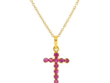 14 kt Gold Ruby Cross Pendant Sale