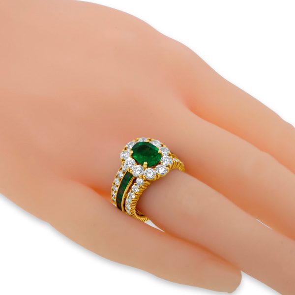 GIA Certified 1.84 Oval Emerald and Diamond Ring Online now