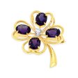 Beautiful Amethyst and Diamond Lucky Clover Brooch Online Hot Sale