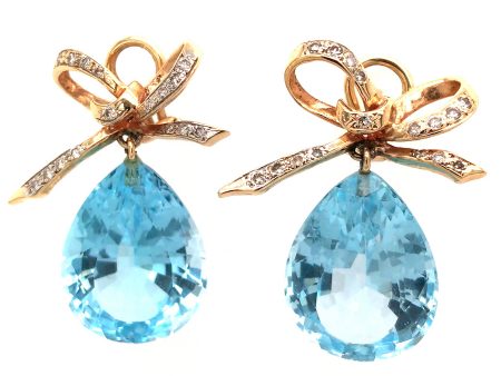 14k Gold Topaz and Diamond Earrings For Discount