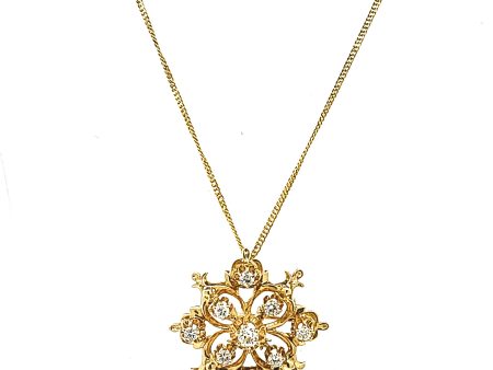 14k Gold & Diamond Snowflake Pendant   Brooch Cheap