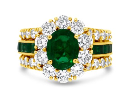 GIA Certified 1.84 Oval Emerald and Diamond Ring Online now