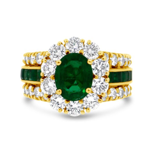 GIA Certified 1.84 Oval Emerald and Diamond Ring Online now