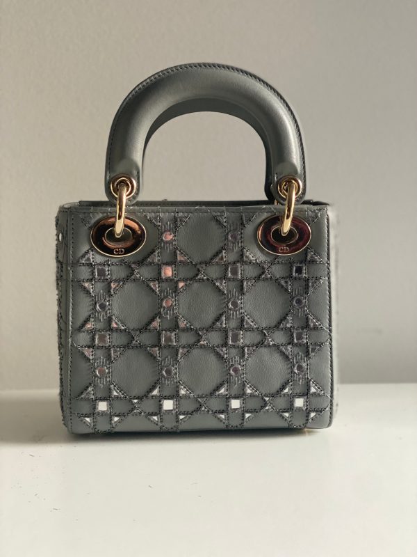 CHRISTIAN DIOR MINI LADY DIOR LIMITED EDITION LAMBSKIN GREY LGHW Online now