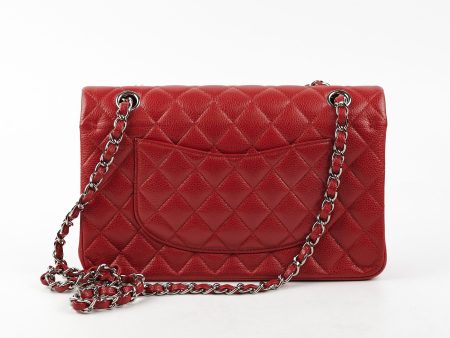 Chanel Classic Medium Large M L Caviar Red - Series 18 For Sale