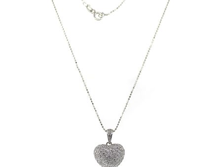 14k White Gold Diamond Heart Pendant  Necklace on Sale