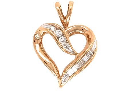 10k Yellow Gold Heart Diamond Pendant Cheap