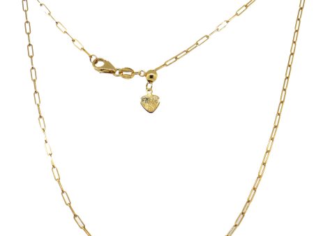 14k Yellow Gold Paperclip Adjustable Chain Necklace Supply