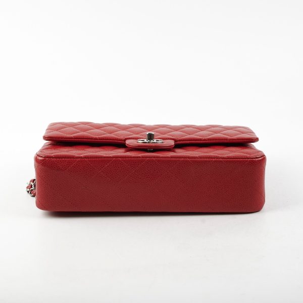 Chanel Classic Medium Large M L Caviar Red - Series 18 For Sale